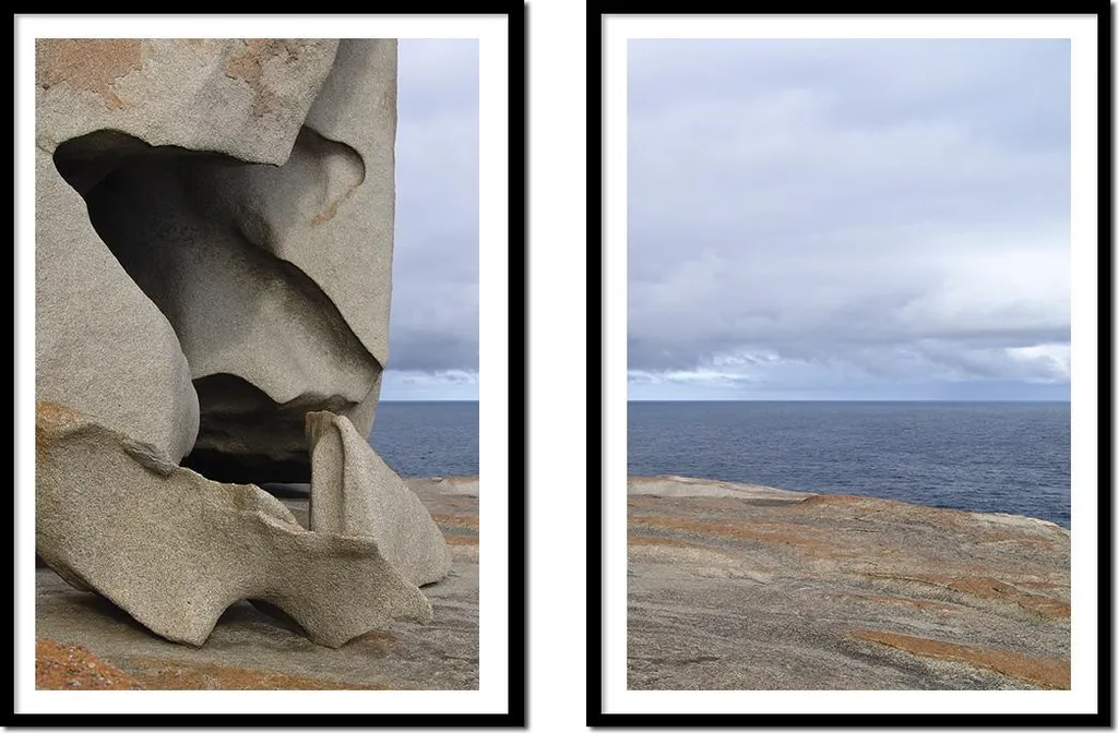 Lot de 2 Peintures Sous Cadre 53x73cm Sea Rocks P2162 Finition Premium