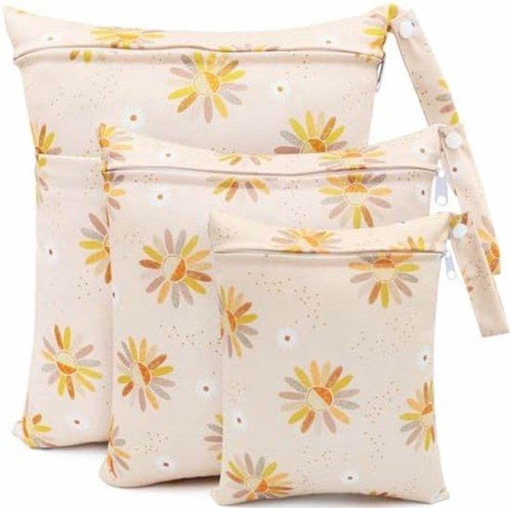 Baby-Wasbeutel-Set, 3 Stück, Stoffen Luiertas, Blumenmuster, Kleuterschule, Organizer-Tas, herstellbar