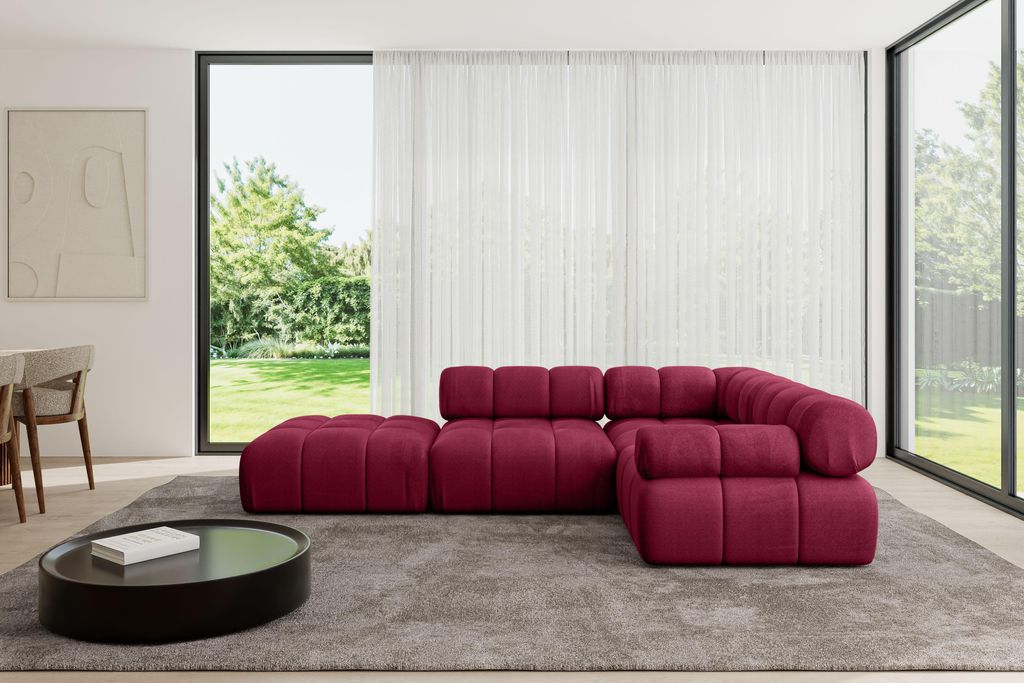ALTDECOR Modulares Sofa Ecksofa in L-Form - Felto-L1 - 285x190x70 cm Bordeauxrot Corner modular Sofa Eckcouch Couch Wohnlandschaft Cauchsofa Polste...