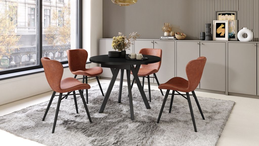 Design Esstisch Aldo ausziehbar 90 cm bis 145 cm rund Esszimmer Tisch