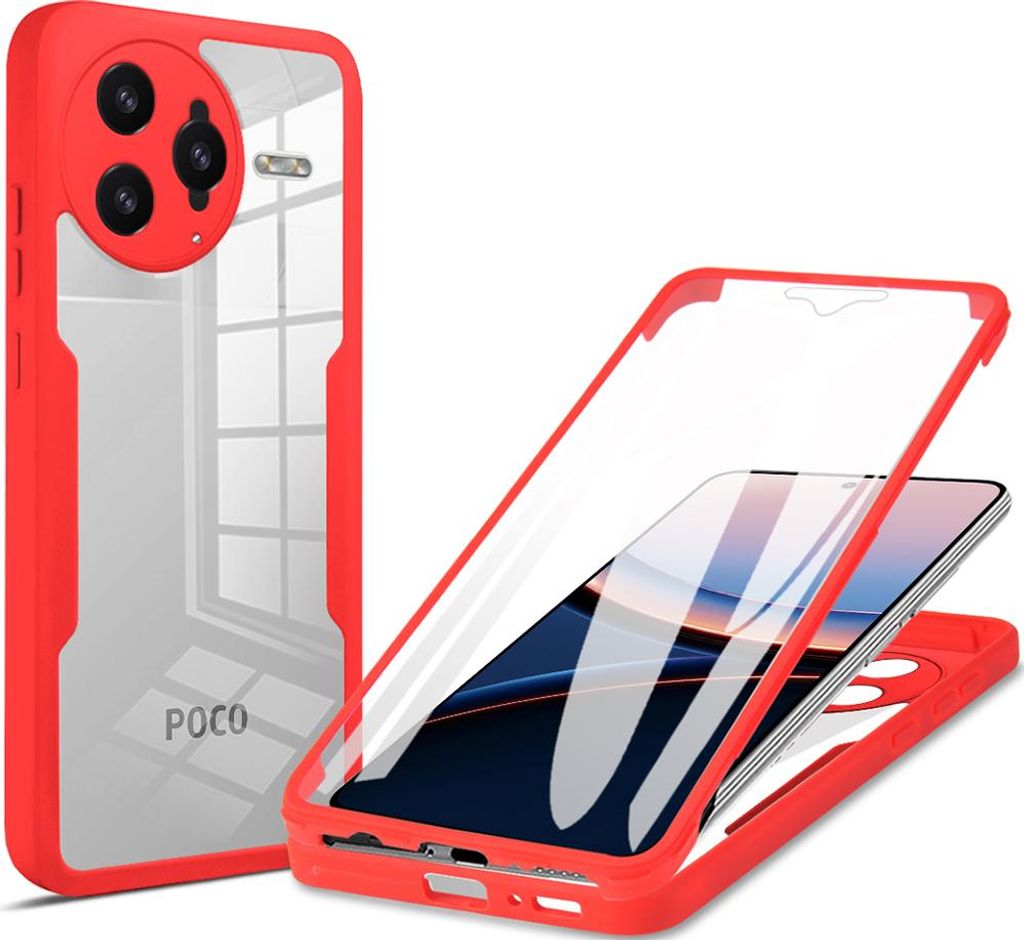 Schutzhülle für Xiaomi Poco F7 Ultra / Redmi K80 Pro, Eingebautem Displayschutz 360 Grad Komplettschutz Handyhülle Rot