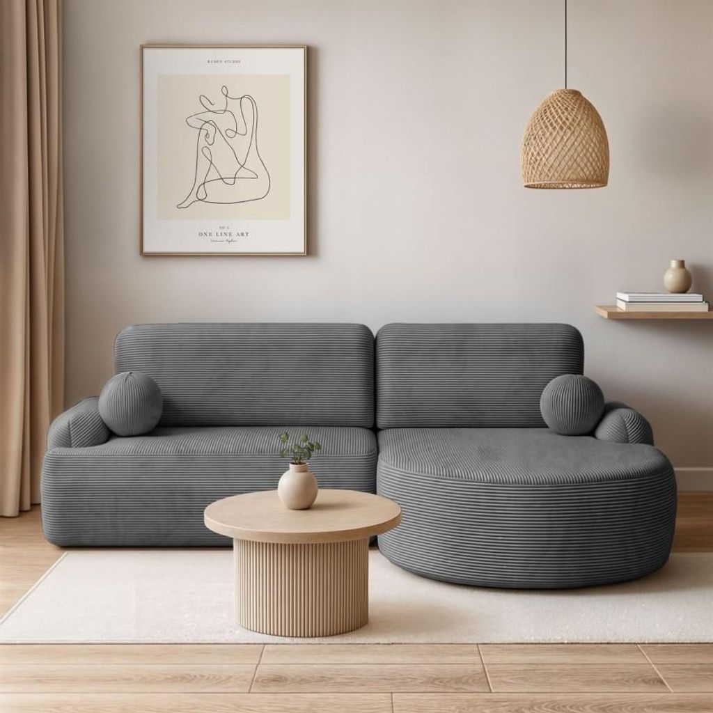 Runder Ecksofa CLEO II mit Schlafunktion rechts - Poso 60