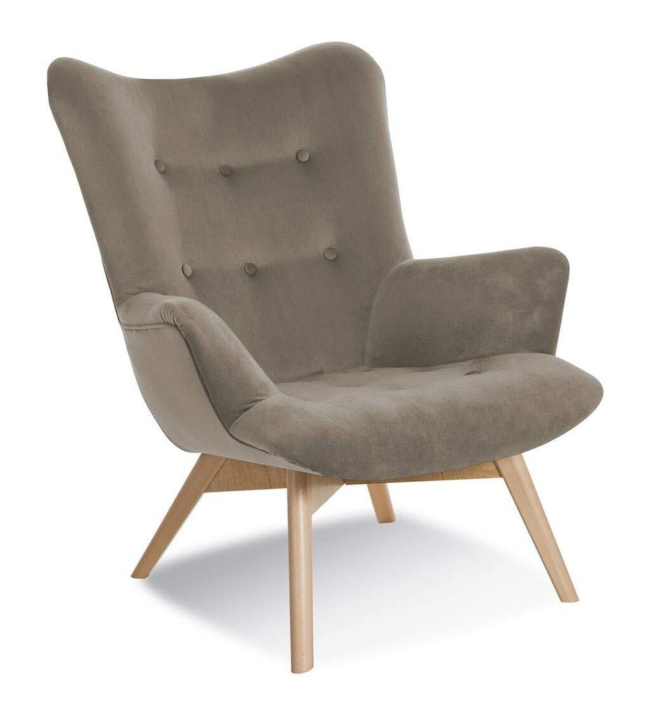 Sessel Angie Polstersessel Relaxsessel Füße aus Holz in der Farbe Eiche (Beige)