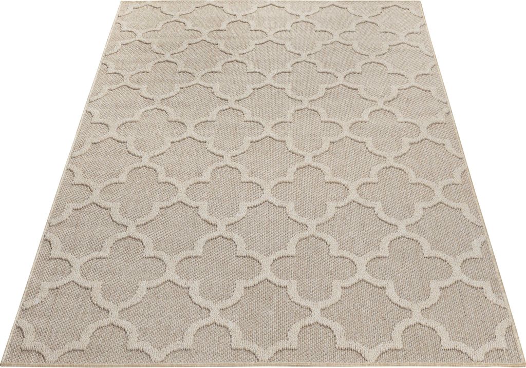 Outdoor Teppich Wetterfest 120x170 Rechteck Beige für Camping Garten oder innen Skandinavisches Design aus Polypropylen
