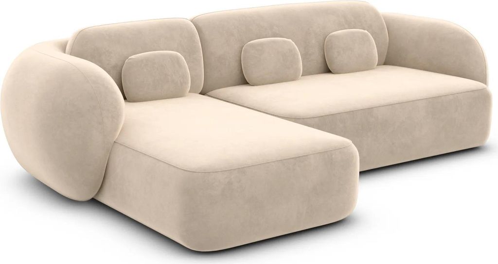 Samtstoff L-Form Sofa Mira Creme Links
