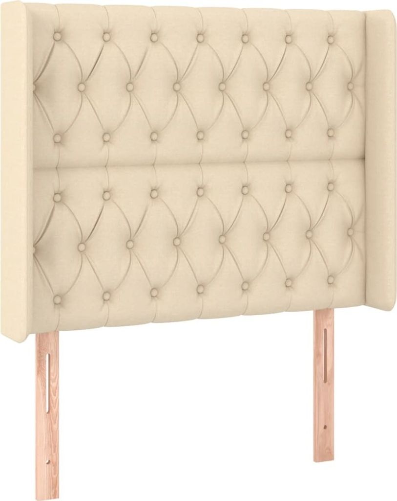 Kopfteil mit Ohren Creme 103x16x118/128 cm Stoff