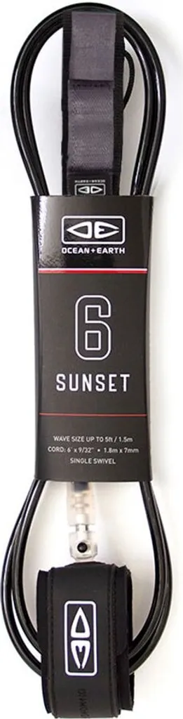 Accessoire Surf Longboard : Leash Sunset 9'0 Noir Ocean & Earth 7mm