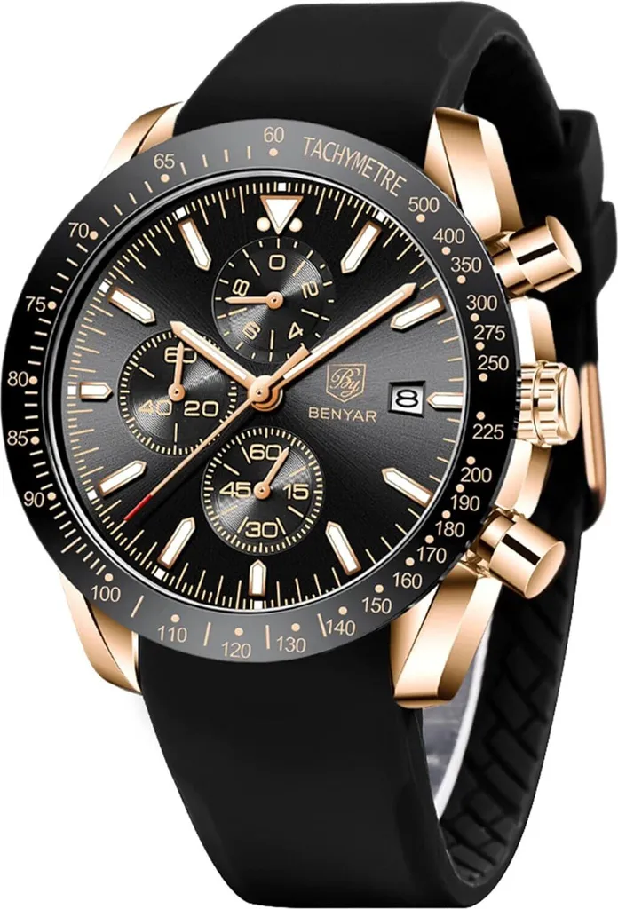 Orologio Uomo con Quadrante Blu e Pelle - Cronografo Regalo Elegante