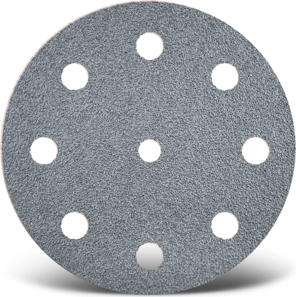 MENZER Platinum Klett-Schleifscheiben, 125 mm, 9-Loch, f. Exzenterschleifer, Halbedelkorund (50 Stk.) K150