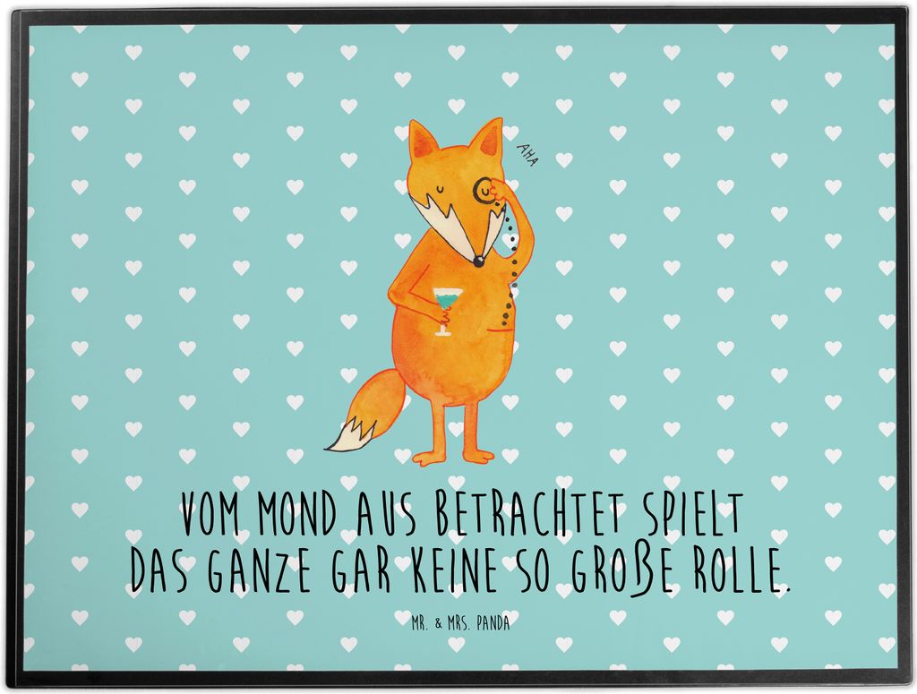 Mr. & Mrs. Panda Schreibunterlage Fuchs Lord - Türkis Pastell - Geschenk, Neugierig, Schick, schreibtischunterlagen, Schreibtischauflage, schreibt...