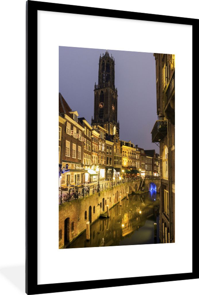 MuchoWow Gerahmtes Poster Utrecht - Wasser - Licht 60x90 cm - Poster mit Schwarzem Bilderrahmen Wandposter Rahmen Foto Bilder - Dekoration - Wand...