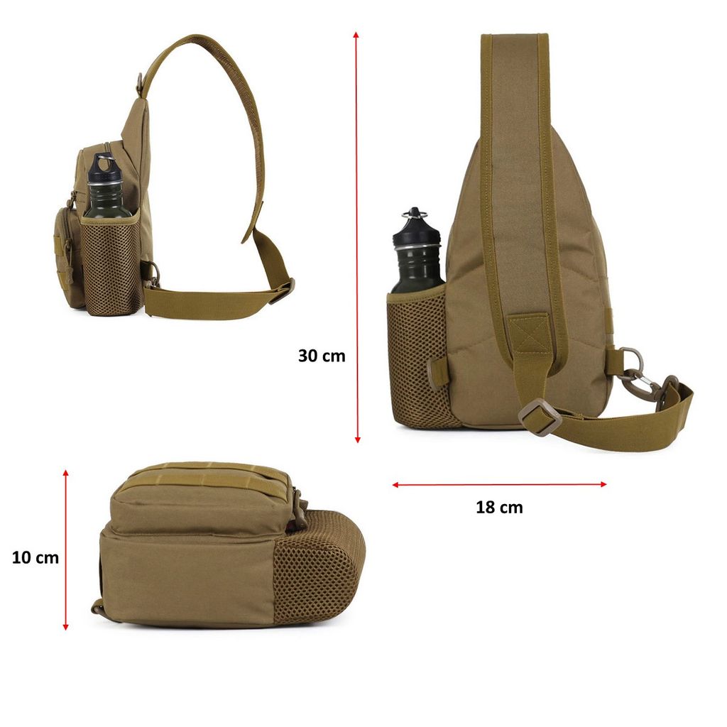 DONGKER Taktische Umhängetasche – Mini Molle Schultertasche, 12x7x18 Cm, Schwarz/braun – Für Outdoor, Camping & Reise