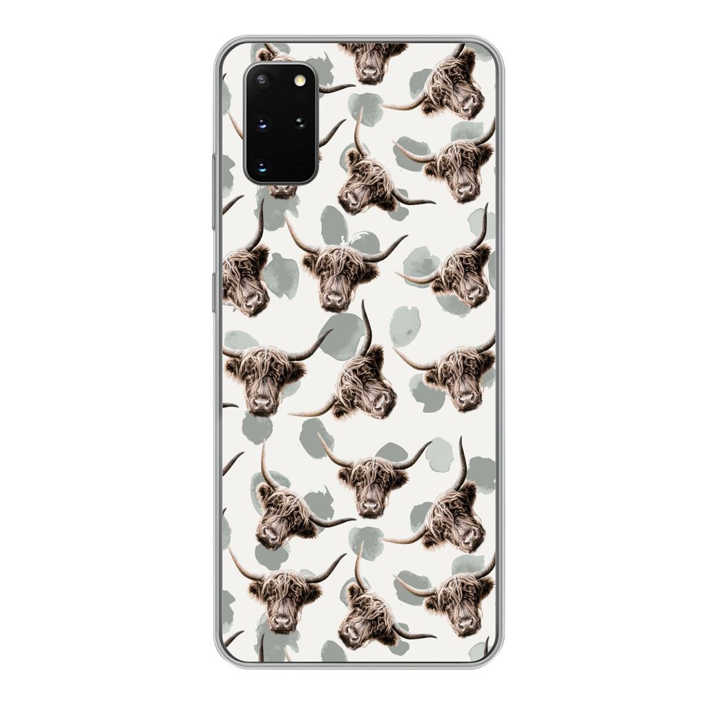 MuchoWow Handyhülle Schutzhülle Hülle für Samsung Galaxy S20 Plus Kuh - Schottischer Highlander - Tiere Silikon Softcase Handy Hülle - Harts...