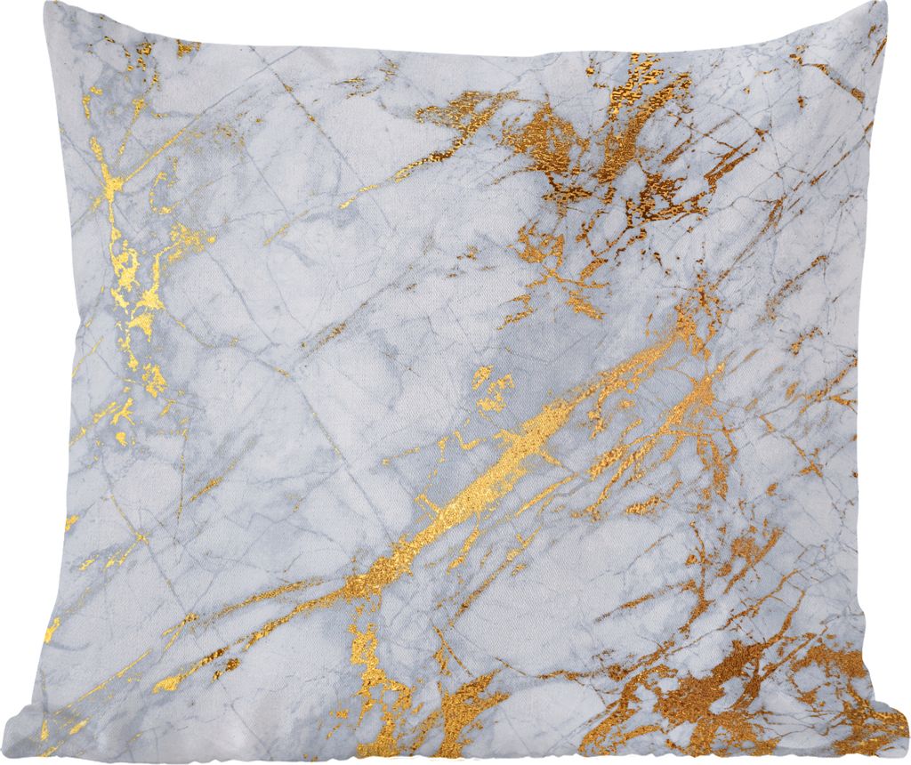 MuchoWow Zierkissen Sofakissen Wohnzimmer Dekokissen 60x60 cm Marmor - Gold - Grau - Sitzfläche - Foto Polster