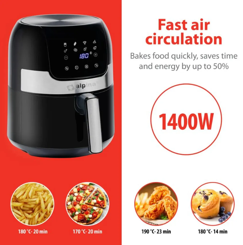 Friteuse à air Alpina 1400W - Écran tactile et thermostat réglable - 3