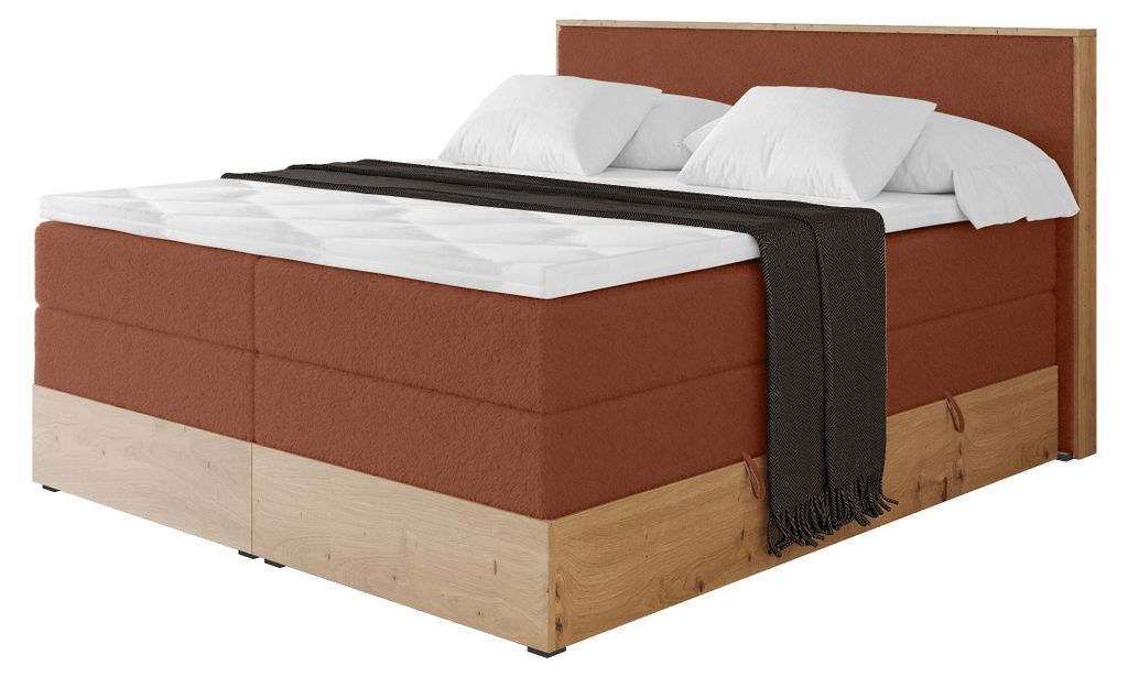 ALTDECOR BOXSPRINGBETT mit 2xBettkasten und Lattenrost, Topper, Boxbett, Polsterbett mit Bettkasten mit Stauraum und Kopfteil mit Matratze H3/H4 - ...