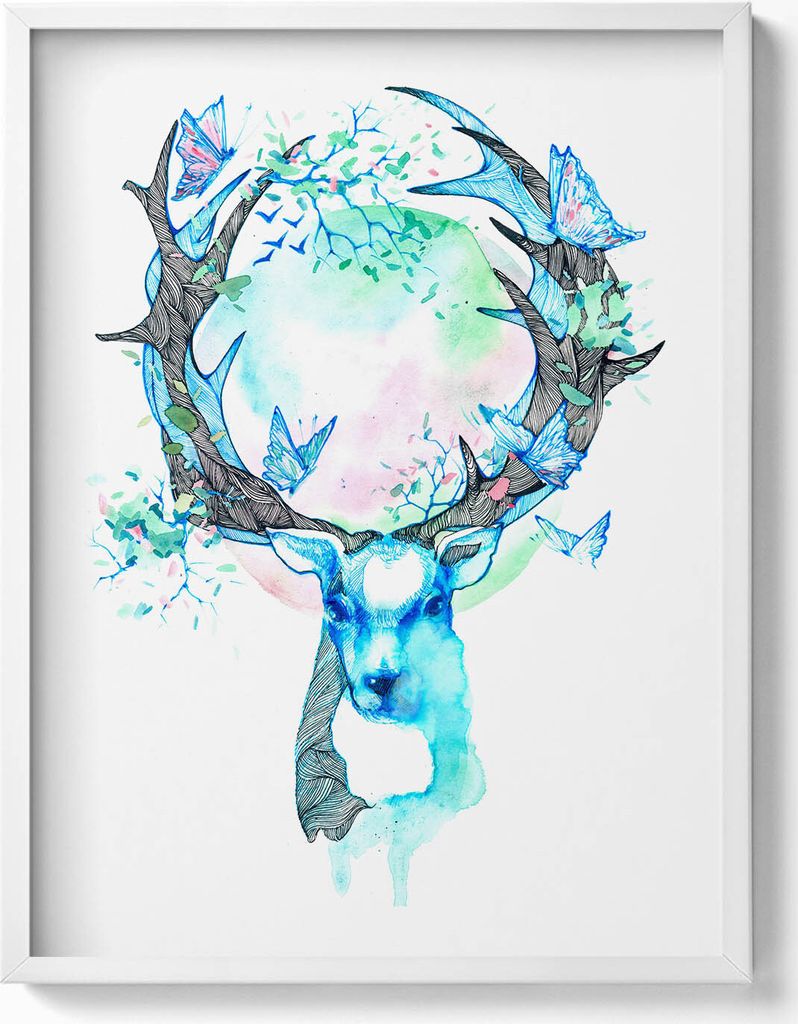 Hierarchie in einer Herde– Wandbild mit Rahmen – Gerahmtes Bild – Wanddekoration – 60x80 cm – Weiß Rahmen