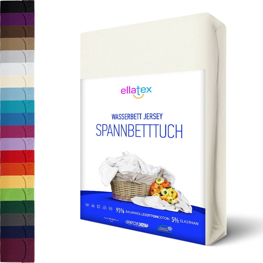 WASSERBETT Spannbettlaken 200x220-220x240cm BOXSPRINGBETT Spannbetttuch PREMIUM 200 GR/M² XXL, in Farbe: Weiß