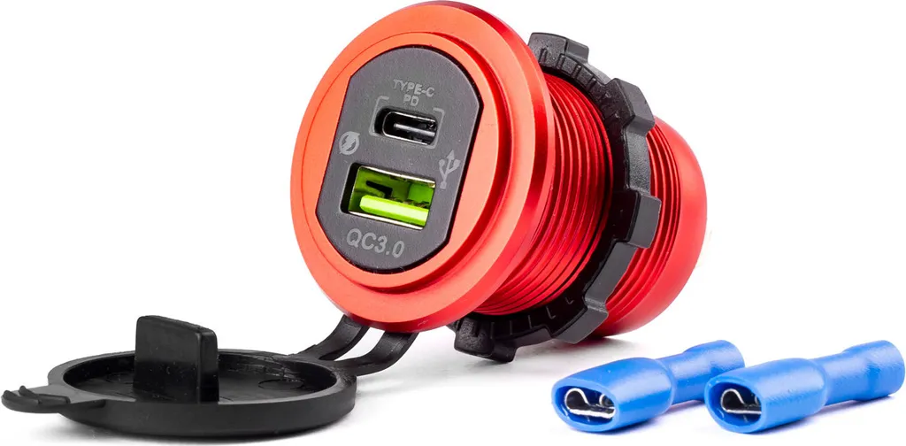 Presa USB Moto 12V 24V USB-C Fast Charge - Impermeabile per Skuter e Quad
