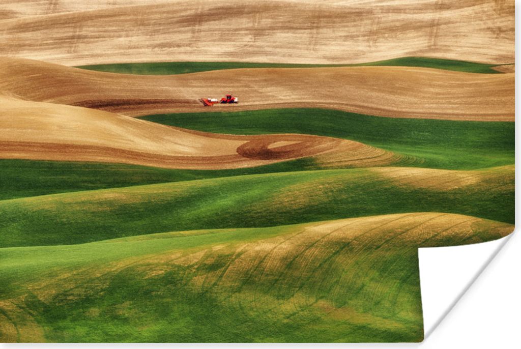 MuchoWow Poster Traktor - Gras - Hügel 120x80 cm - Bilder