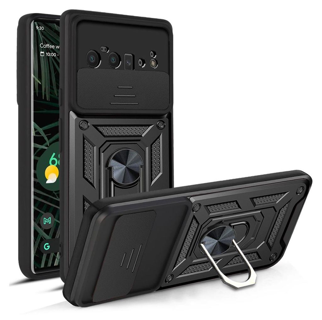 Google Pixel 6 Pro Hülle mit 360° Drehbarer Magnetische Ring Ständer Halter Dia Kameraschutz TPU Bumper Silikon Schutzhülle für Google Pixel 6...