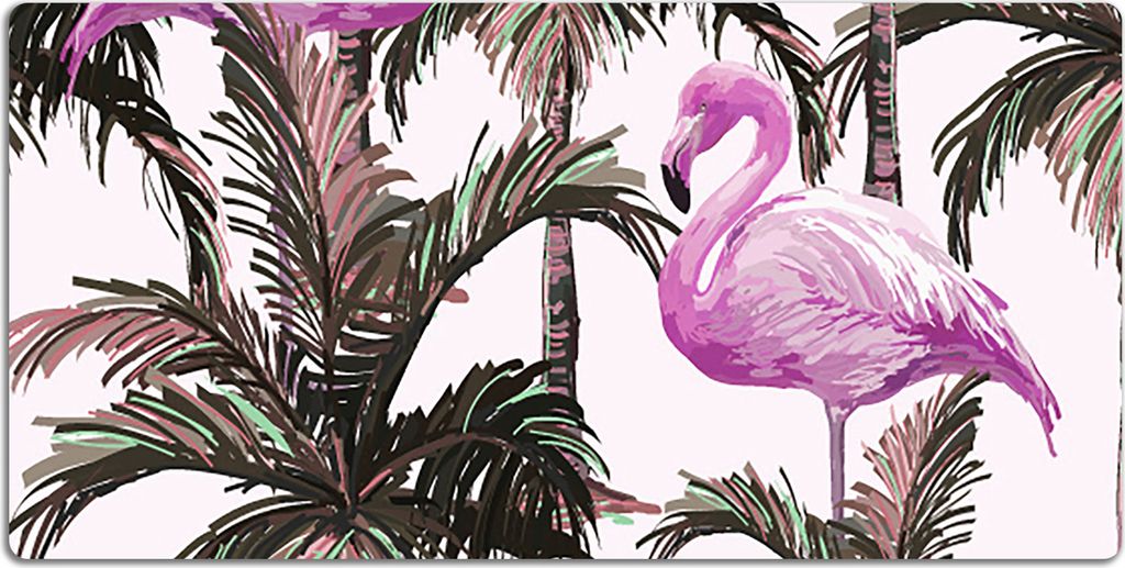Schreibtischmatte Tischunterlage 120x60 cm Mauspad - Flamingos in Palm.