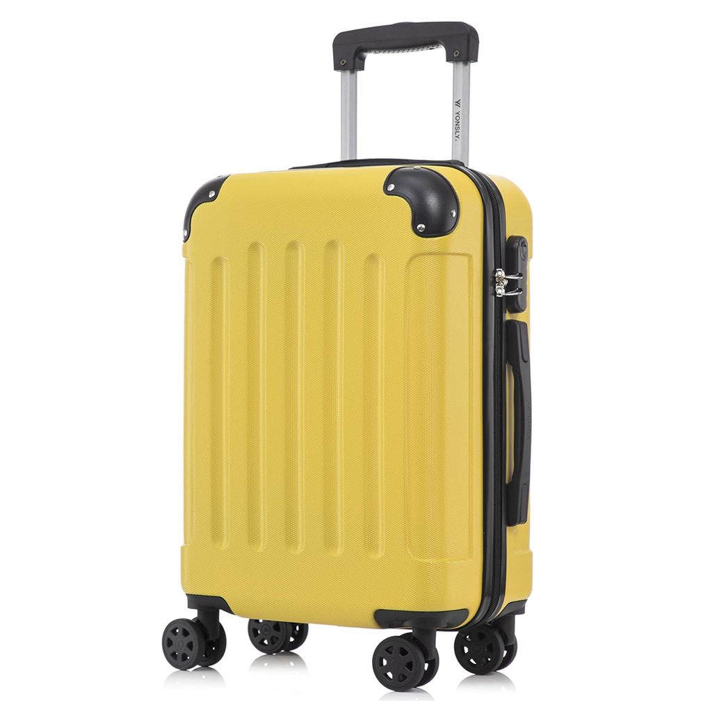 Koffer Trolley Reisekoffer Suitcase, Rollkoffer Handgepäck ,mit 4 Rollen360°, Hartschalenreisekoffer, Zahlenschloss, Weicher Gummigriff(XL,Gelb)