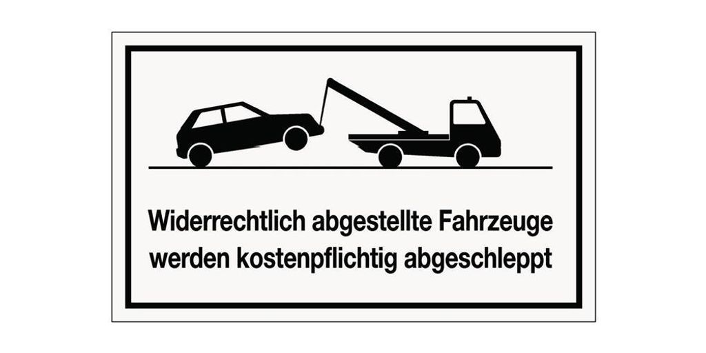 Hinweiszeichen Widerrechtliches Parken L250xB150mm weiß schwarz Ku.