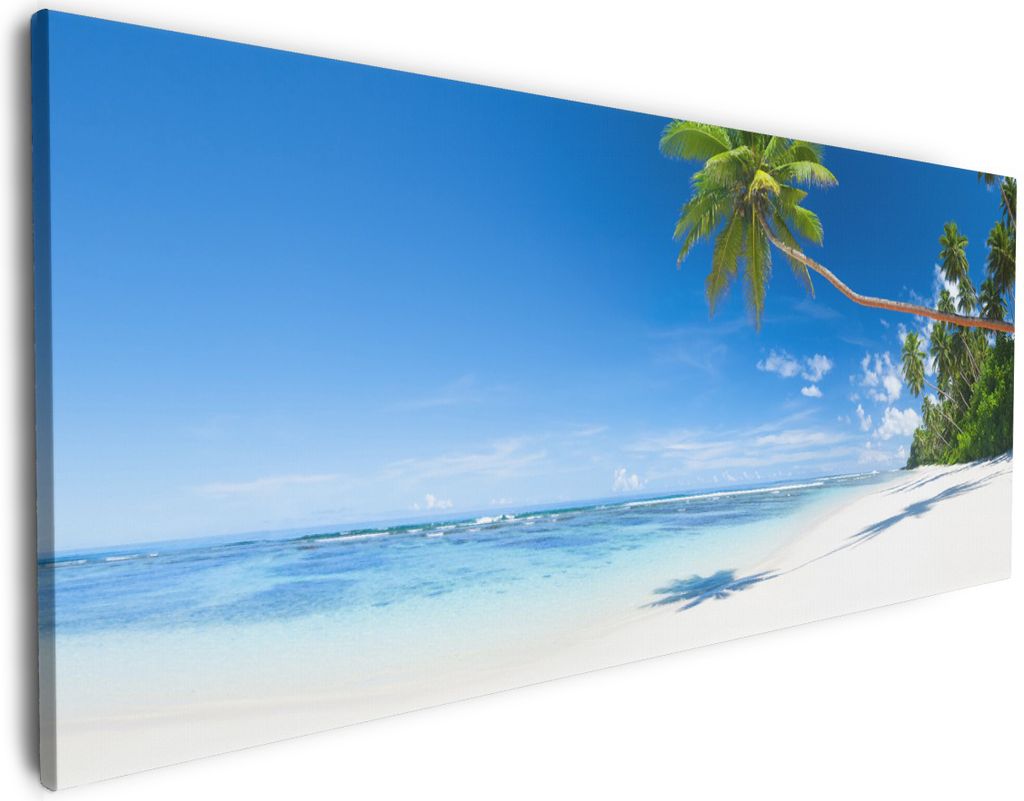 Wallario Premium Leinwandbild Weißer Sandstrand am Meer - Produktbild 