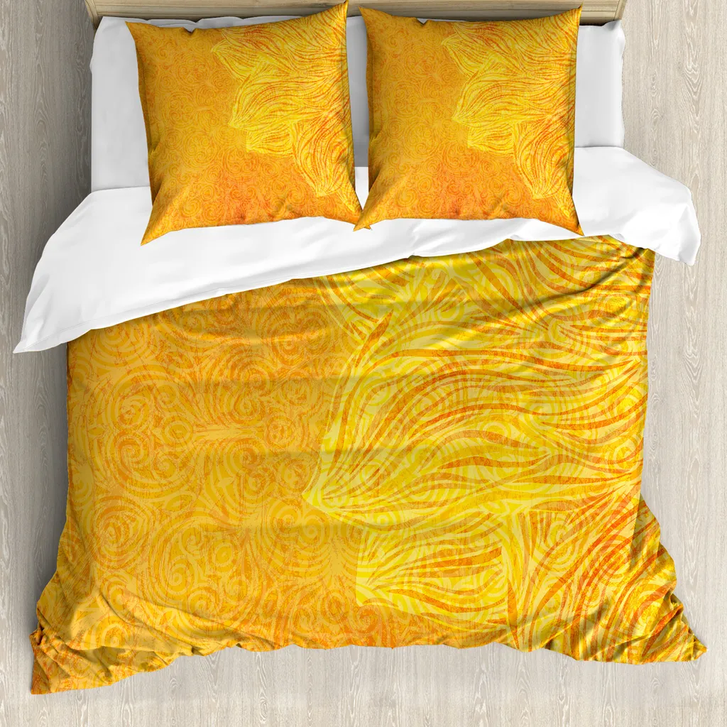 Set Letto ABAKUHAUS Mandala Arancione: Design Etnico e Comfort Antiacaro
