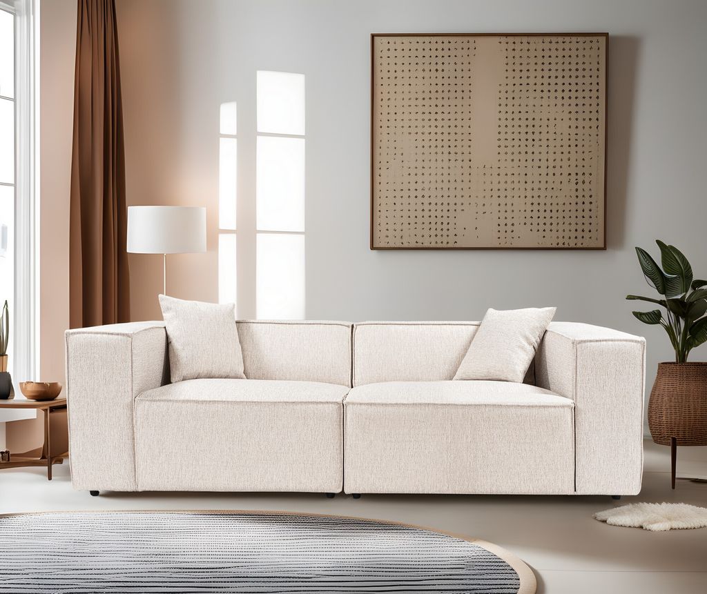 Hanah Home, Lora 2 Seater - Light Brown, 2-Sitzer-Sofa, 100 % Hainbuche, Hellbraun, 220 x 108 x 65 cm