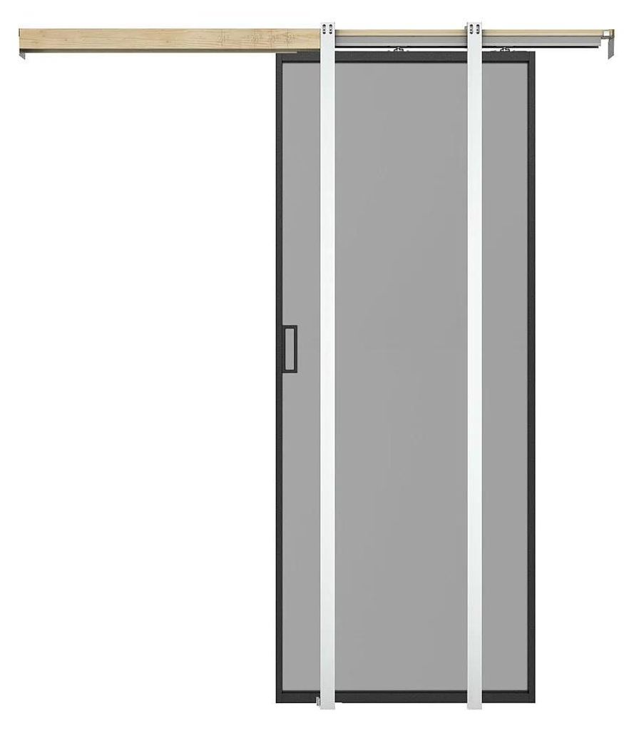 Schiebetür mit Galandage-System - Aluminium & rauchfarbenes Sicherheitsglas - 205 cm x 73 cm - LINCI II