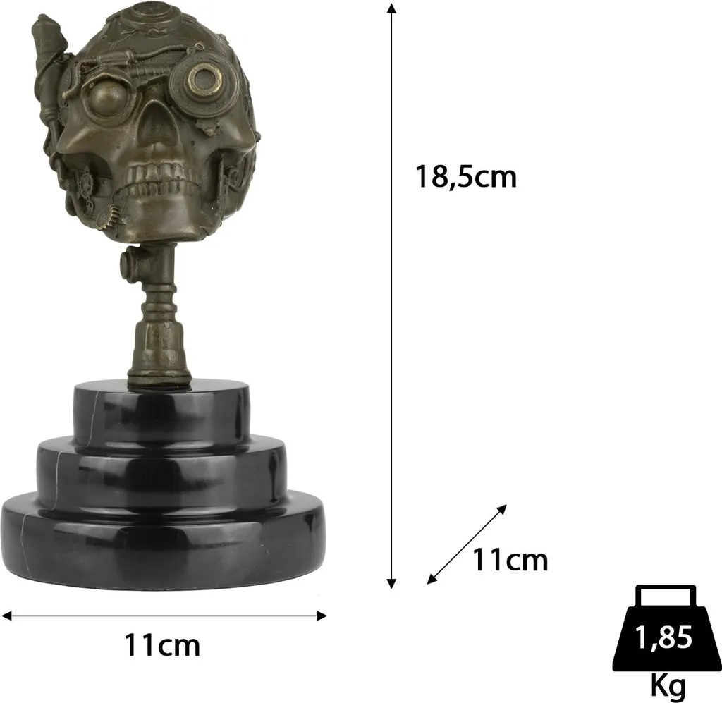 Objet de Décoration Crâne Moritz - Bronze Massif pour Intérieur Chic