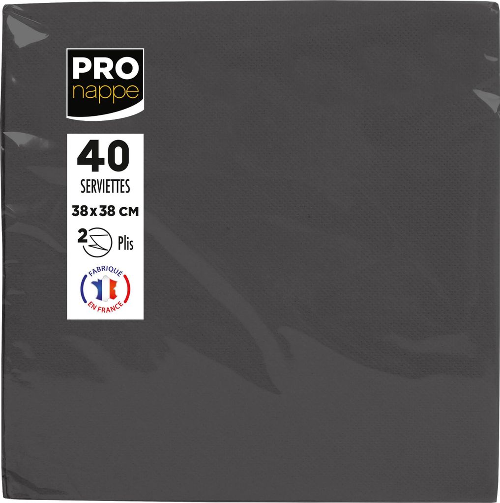 Pronappe 30x Pack 40 Servietten Tissue, 2-lagig 38x38cm Schwarz SV623821I
