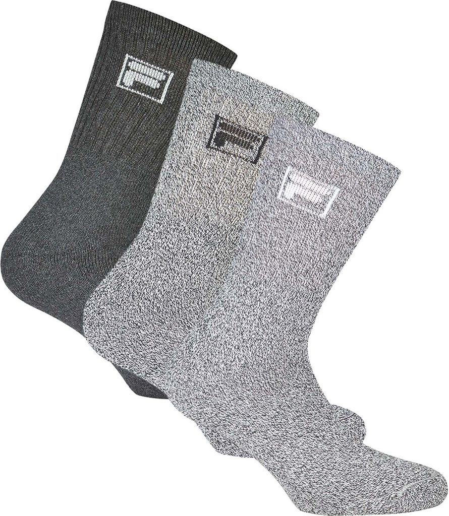 FILA Tennis Socken Herren Damen F9000 Crew 3 Paar - Farbe: Grau Mouline - Größe: 35-38
