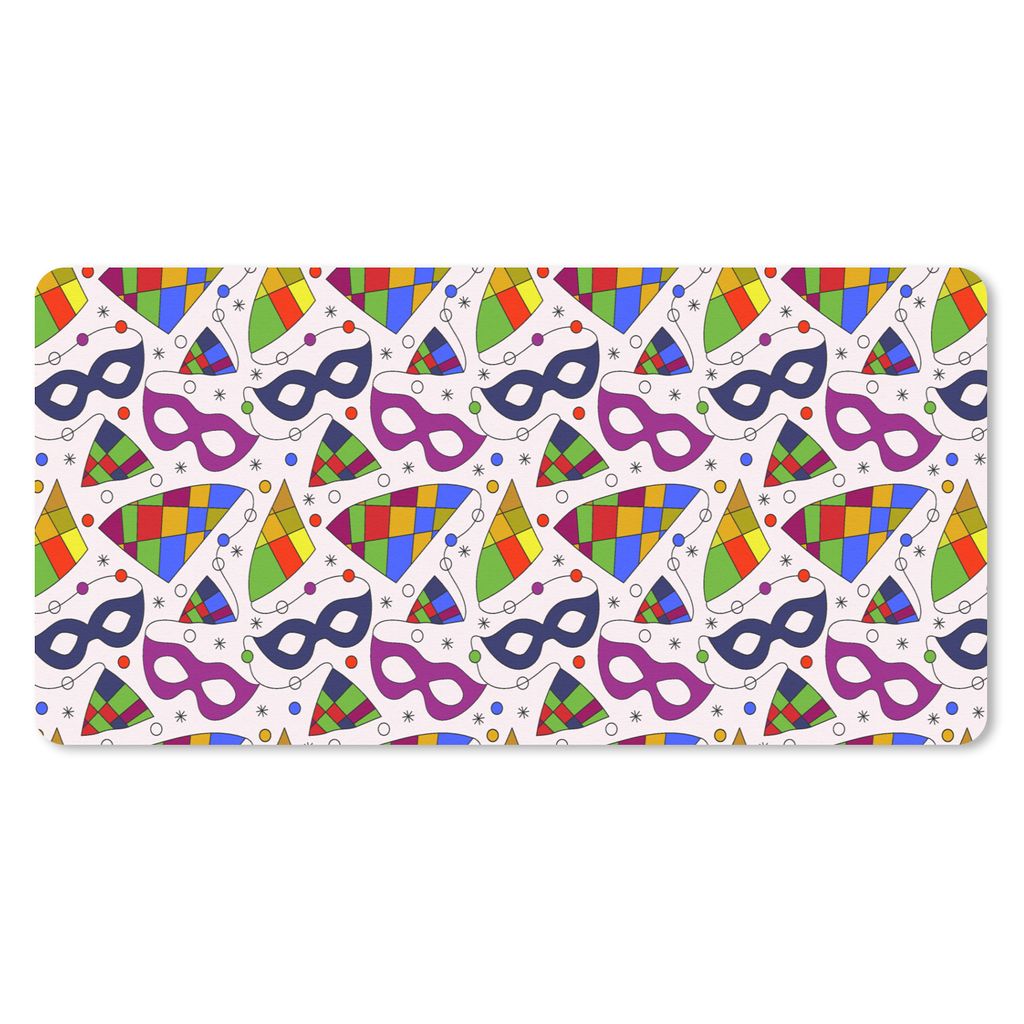 MuchoWow Schreibtischunterlage Karneval - Muster - Masken 80x40 cm - XXL Mauspad - Gaming Mauspad