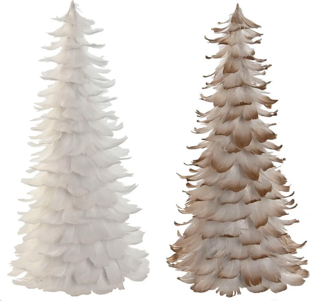 Sapin de Noël de Table Blanc et Doré Design Moderne 46 cm - Ensemble de 2