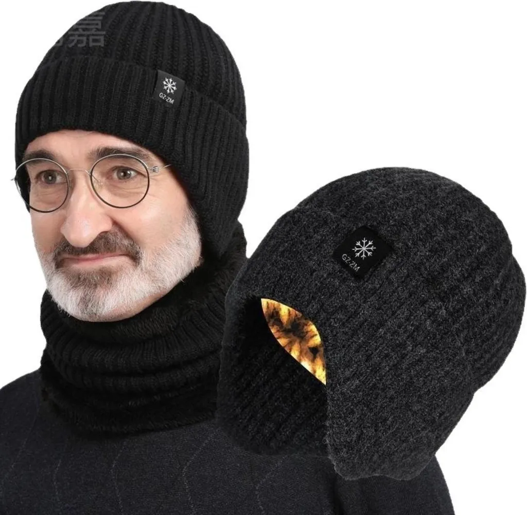 Berretto Nero INF con Paraorecchie: Massima Efficienza Termica Inverno
