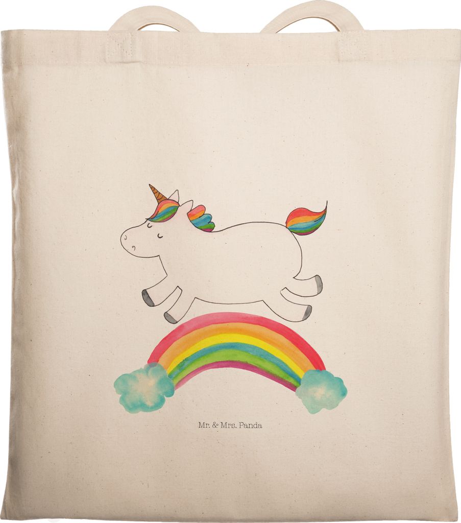 Mr. & Mrs. Panda canvas tasche Einhorn Regenbogen - Transparent - Geschenk, Erwachsenwerden, Tragetasche, Unicorn, Tote Bag, Schultasche, Glitzer, ...