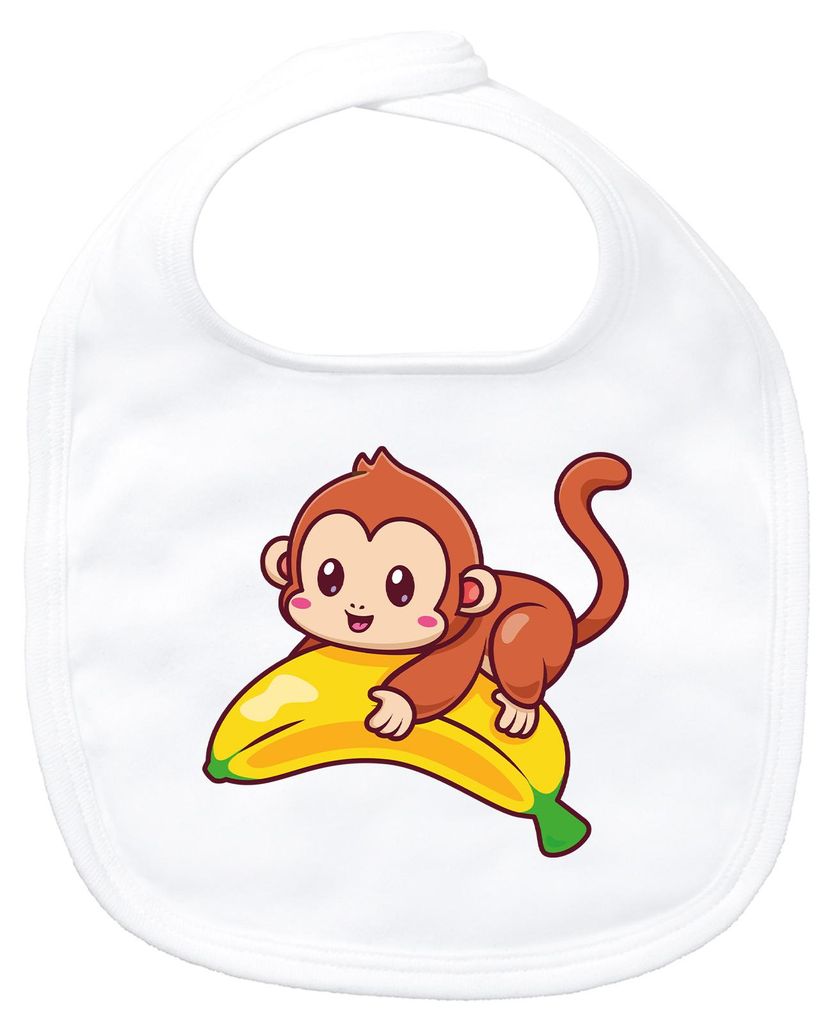 Huuraa Baby Lätzchen Süßer Affe Comic White Klettverschluss Baumwolle Latz Geschenkidee