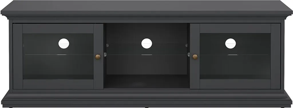 Meuble TV en verre et bois mat pour salon moderne