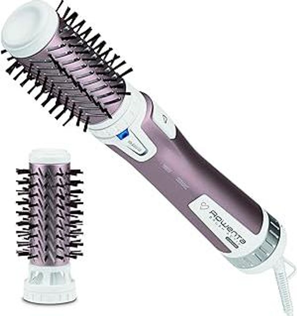 Rowenta Brush Activ Premium Care rotierende Warmluftbürste, Naturborsten für glänzendes Haar, Kaschmir-Keratin-Beschichtung, 2 Bürstenaufsätze...