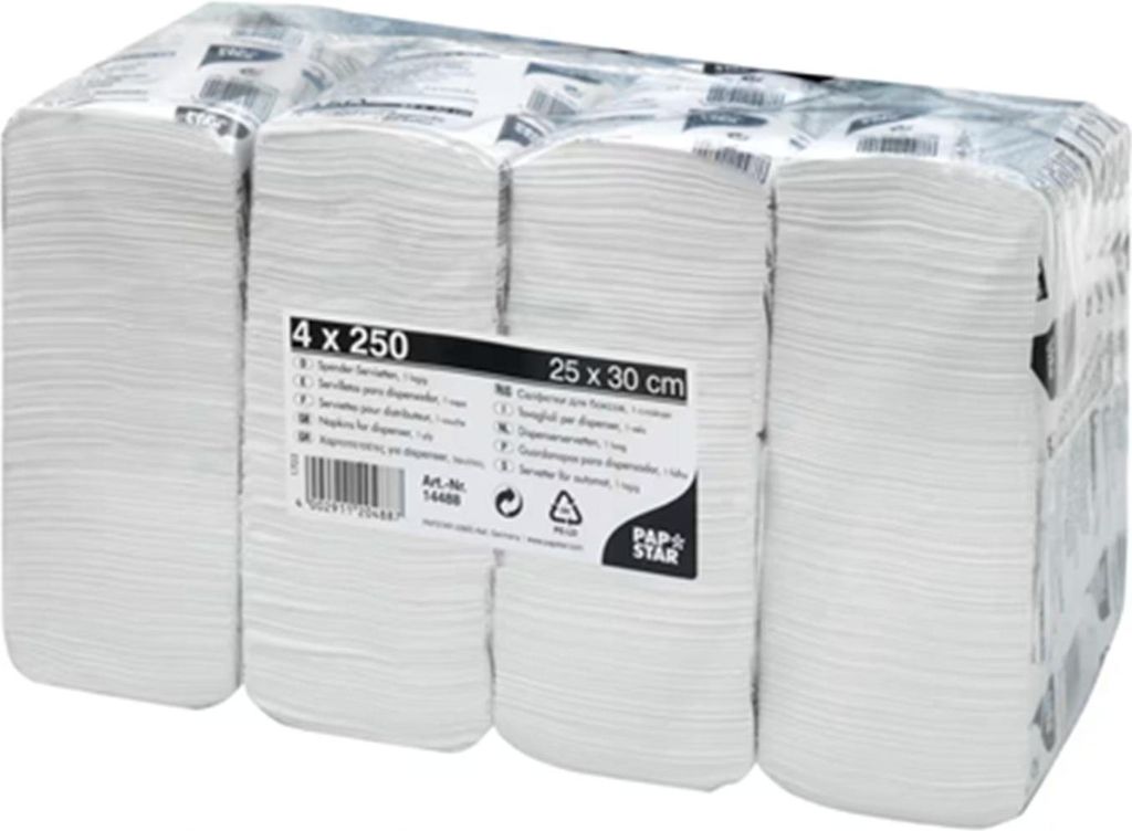 Papstar 14488, Biały, Bibułka, Monochromatyczny, 17 g/m², Zdjęcie produktu 