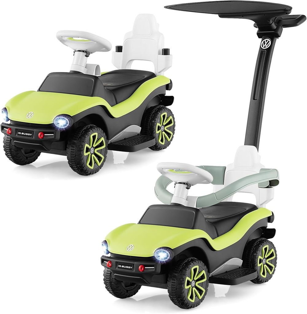 GOPLUS 3 in 1 VW autorisierte Schiebeauto, Rutschfahrzeug mit abnehmbarem Schiebgriff, Schutzbügel, verstecktem Stauraum, Hupe, Musik & Licht, Kin...