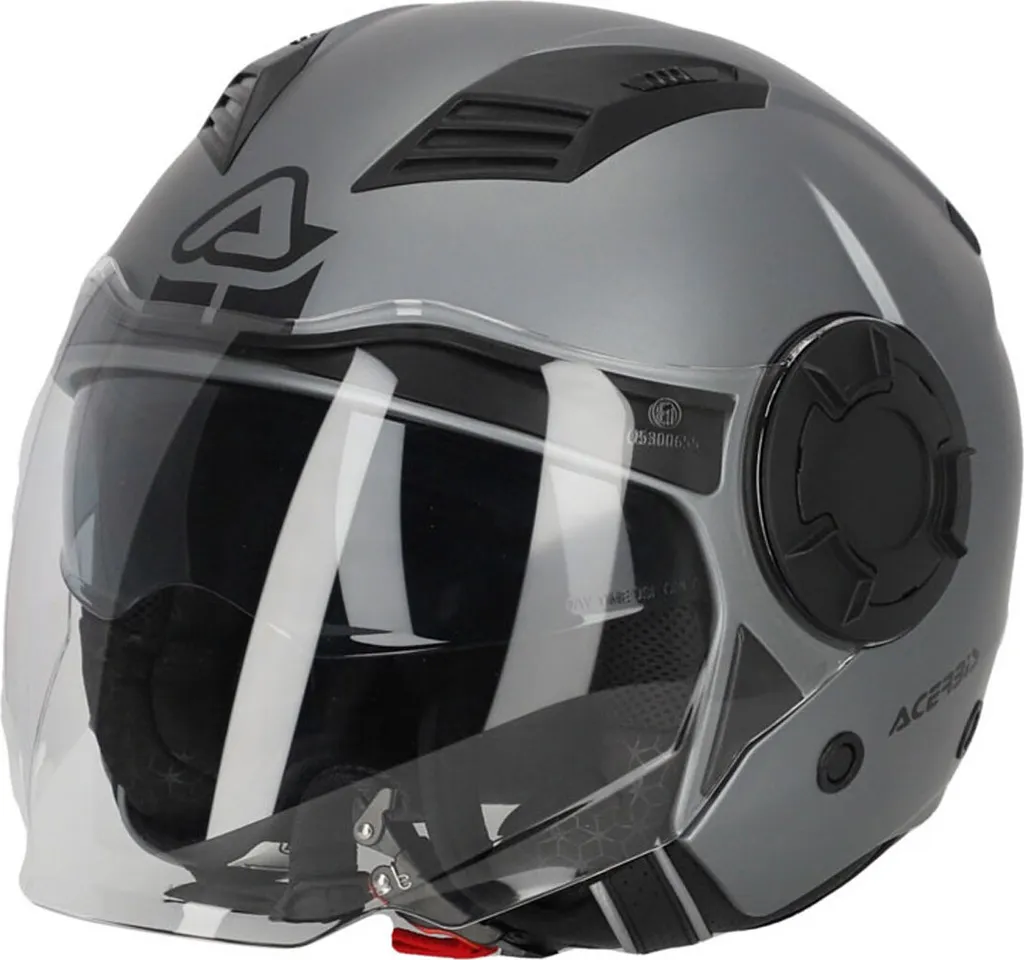 Casque Moto Jet Ouvert ACERBIS Jet Vento Gris Mat XS pour Scooter Urbain