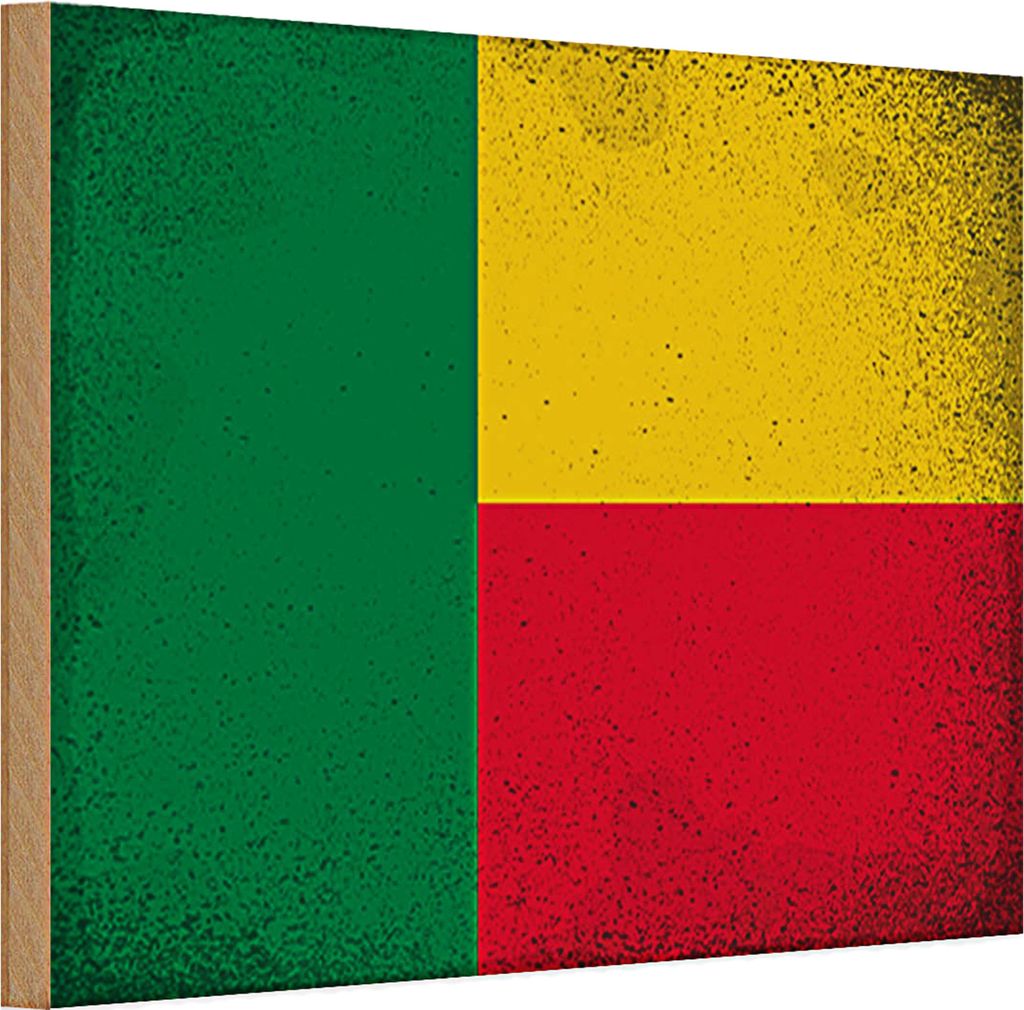 Holzschild Flagge Benin 30x20cm Flag of Benin Vintage
