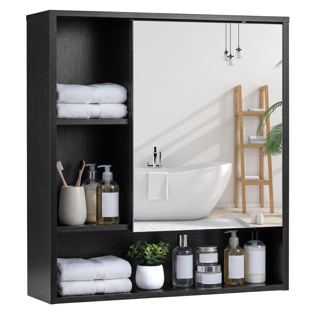 COSTWAY Spiegelschrank, Badezimmerschrank mit Spiegeltür & Produktbild 
