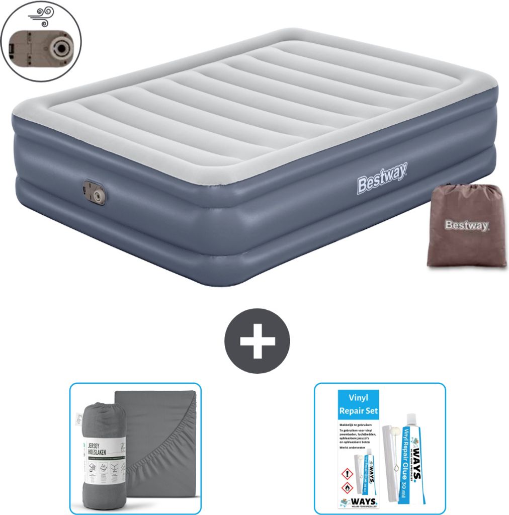 Bestway Luftmatratze - 2-Personen - 152 x 203 x 51 cm - Grau - Inklusive Zubehör