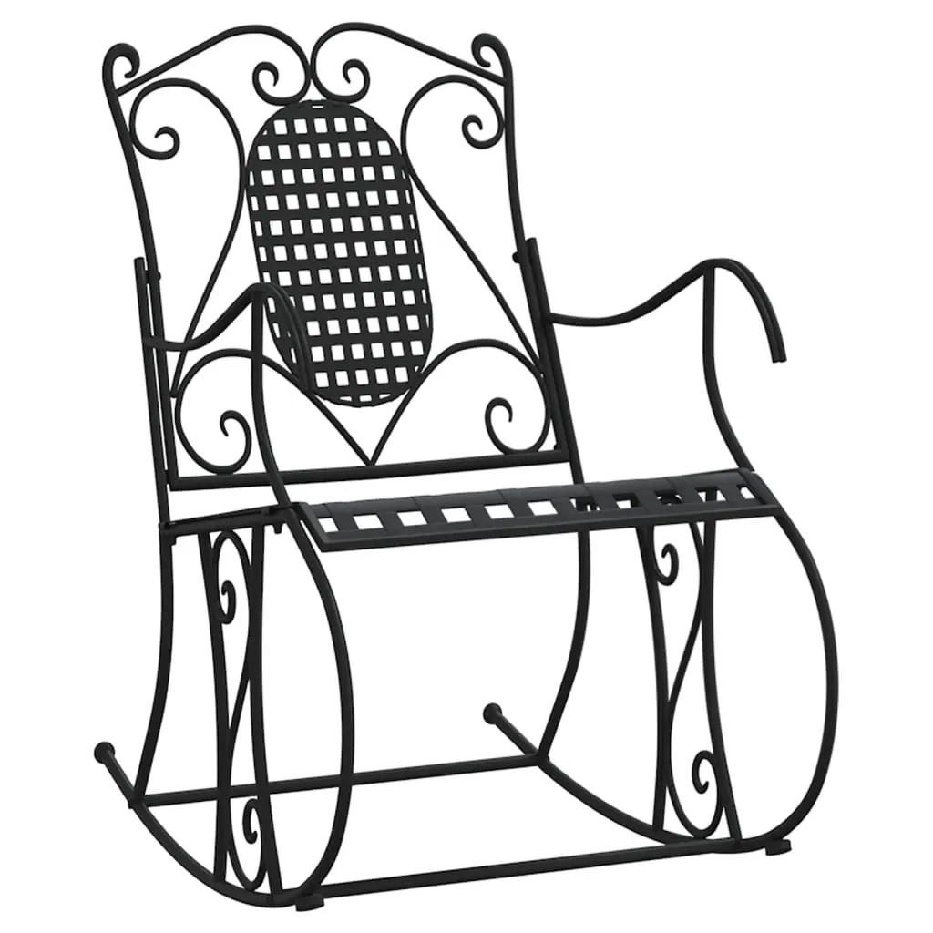 Chaise à bascule en Acier Noir 84 cm - Structure Robuste et Confort Durable - 3