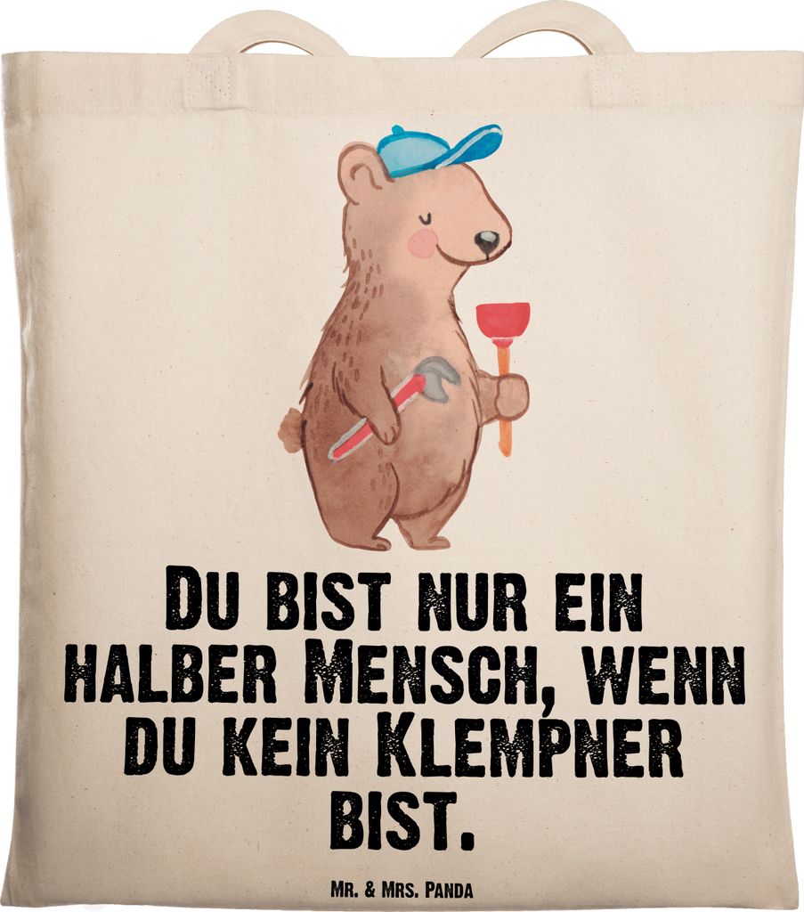 Mr. & Mrs. Panda festivaltasche Klempner Herz - Transparent - Geschenk, Handwerker, Stoffbeutel, Tasche, Lustig, Spruch, Laptoptasche, Büchertasch...